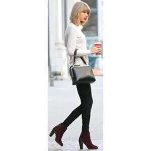Rag & Bone Kerr Nubuck Ankle Boots Bordeaux Chunky Stacked Heel Taylor Swift 41